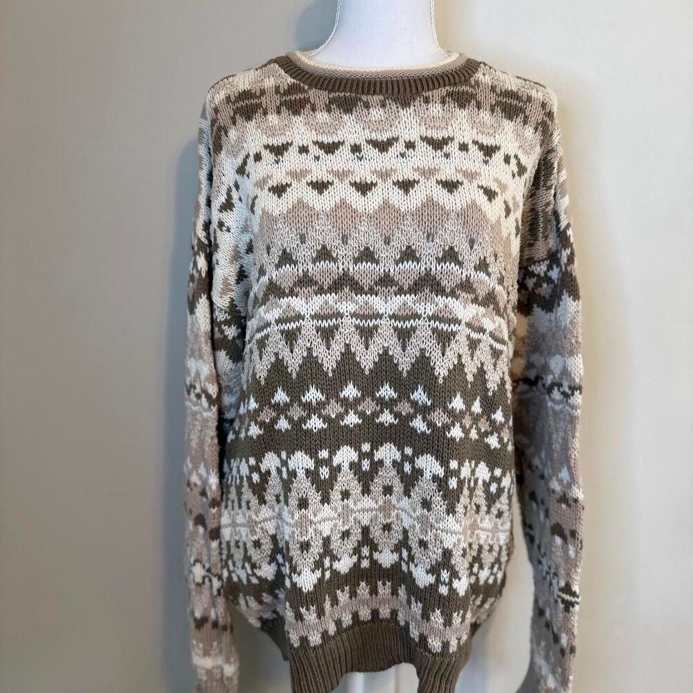 Vintage Lake Harmony Fair Isle Knit Sweater Size L Grandpa Nordic 90s